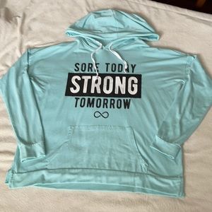 Lightweight Hooded Long sleeve Sweatshirt Blue Black With Pockets Size Medium